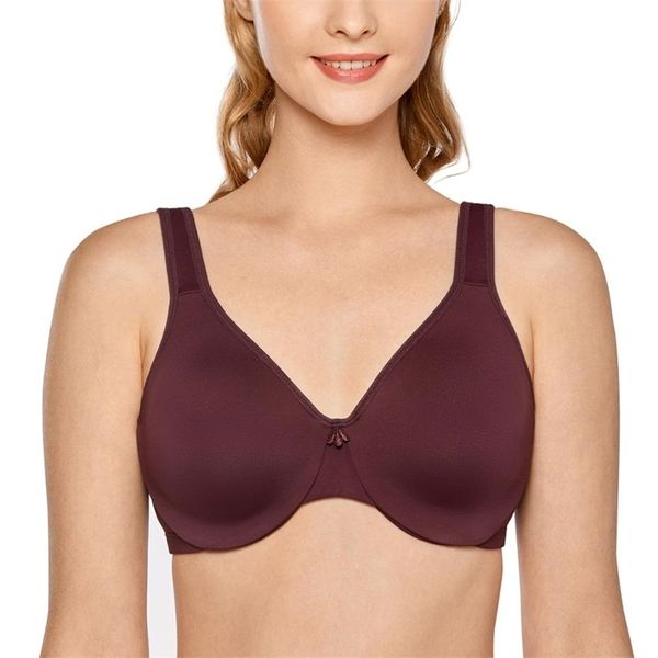 Figura suave figura feminina grande Busts Underwire Bordado Seamless Minimizer Bra Plus Size 211110