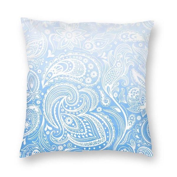 

cushion/decorative pillow white paisley on blue ombre cushion cover two side 3d print boho bohemian floral texture throw case for sofa pillo