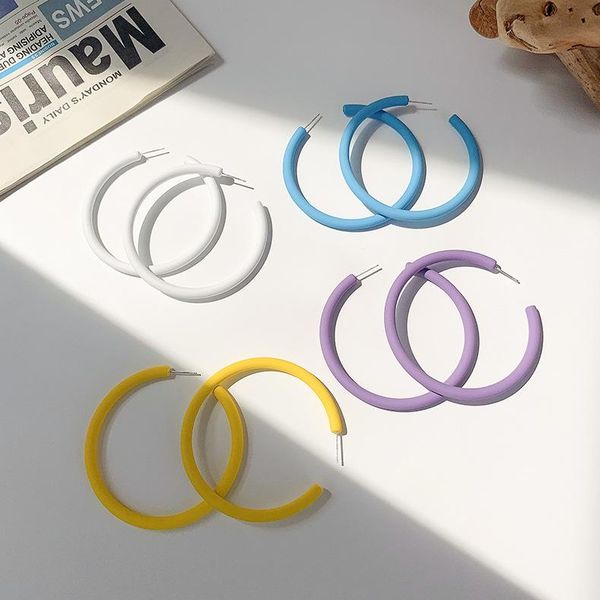 

hoop & huggie 2021 korean big round candy color trendy personality earrings for women fashion jewelry c oorbellen pendientes, Golden;silver