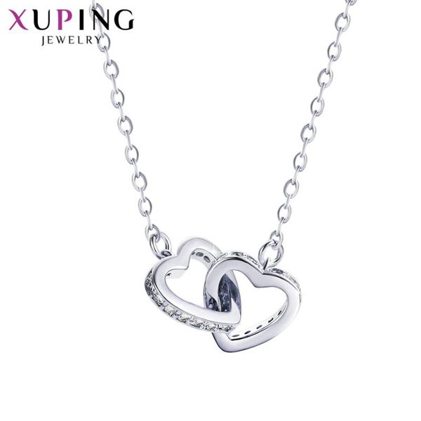 

pendant necklaces xuping fashion romantic heart necklace color plated for women christmas day jewelry gift m54-40078, Silver
