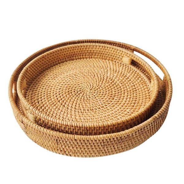 

kitchen storage & organization serving platter restaurant bread rattan drinks snack with handle el fruit tray dining room accessory hand wov