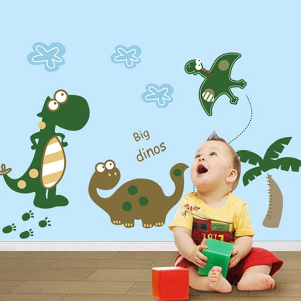 Cute Dinosaur Wall Sticker per la camera dei bambini Home Decor Nursery Adesivo Bambini Poster Baby House Murale fai da te AY7008 210420