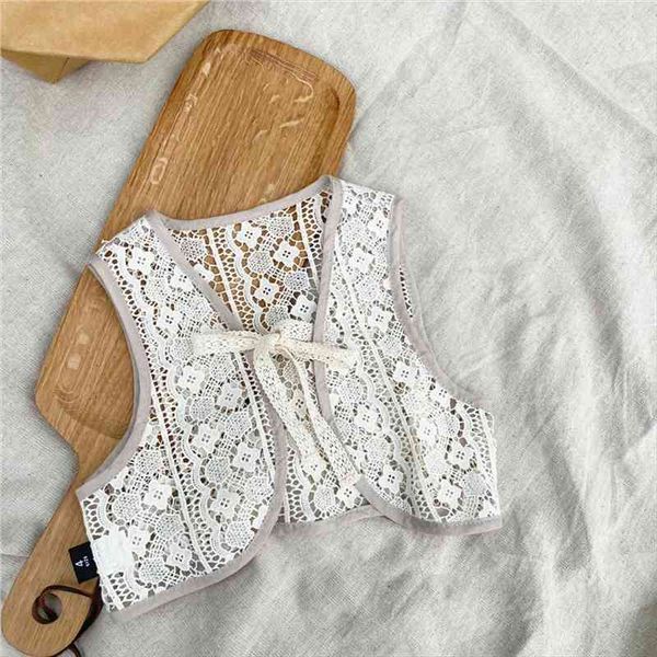 

spring baby girls lace hollow out vest korean style all match kids sleeveless coats toddlers children waistcoats, Camo