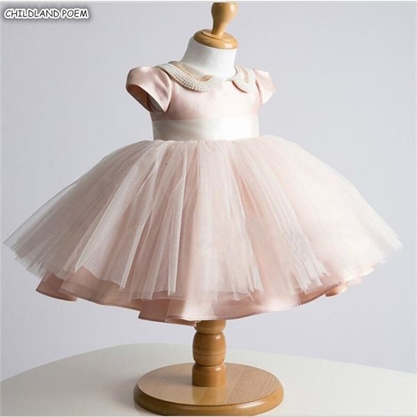 

girl's kids dresses for princess 1st birthday party baby pearl lace toddler girl ball gown girls wedding dress 0924, Red;yellow