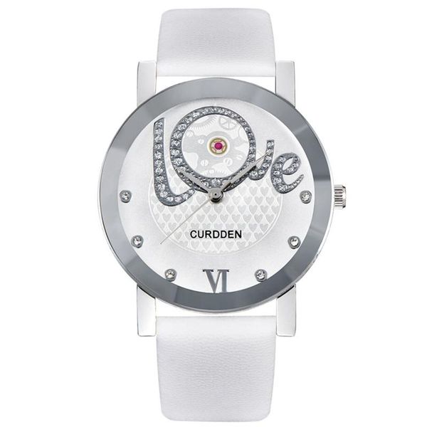 

wristwatches curdden ladies fashion belt simples sharp wave gift wear quartz watch casual leather band wristwatch reloj, Slivery;brown