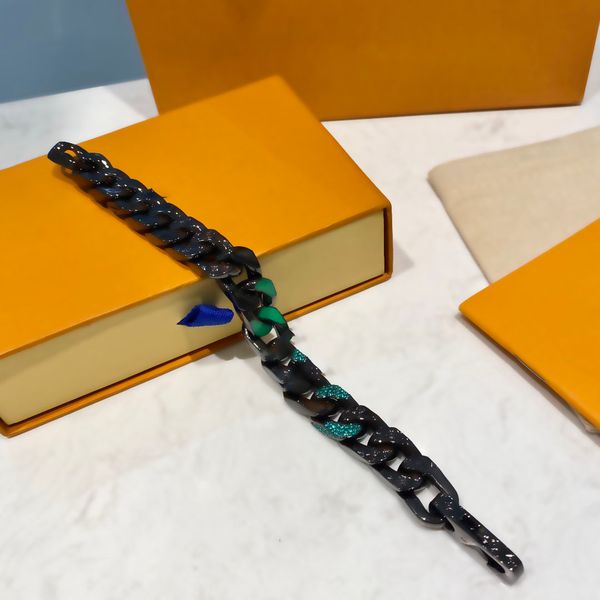 

brands link chain womans beacelets for man women wrap cuff slake alloy bracelets fashion nature jewelry with box hp65a, Black