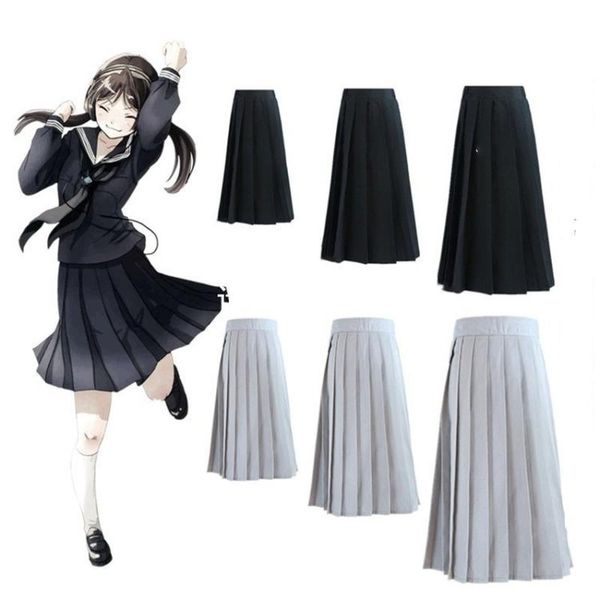 

clothing sets school girl uniform women cotton skirt 2021 summer preppy style solid casual elegant pocket elastic high waist midi skirts, White