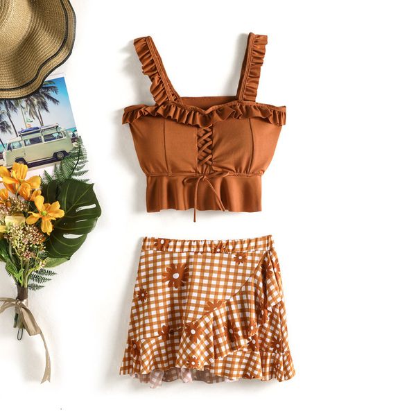 

bikini 2021 new student ins women's split lattice small fresh swimsuit, White;black