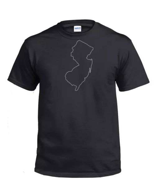 

new jersey outline t-shirt black white shirt cotton nj east coast gift s - 5xl, White;black