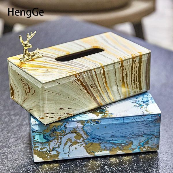 

tissue boxes & napkins european baking varnish glass box gold foil decorate light luxury golden stripe napkin holder fawn decor accessories