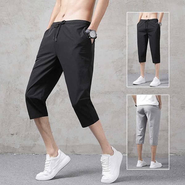 

men's summer shorts thin pants casual 7-point fashion sports ice silk quick dry 210714, White;black