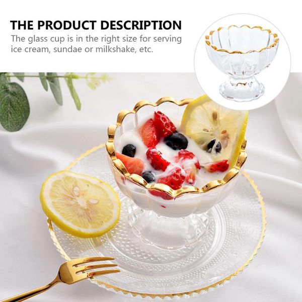 

1pc chic stylish glass dessert cup exquisite ice cream delicate milkshake for inside indoor home wine glasses