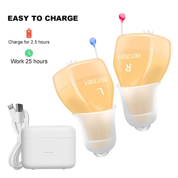 

1 pair rechargeable audifonos hearing aids portable sound amplifier invisible adjustable tone hearing aids exquisite hearing aid
