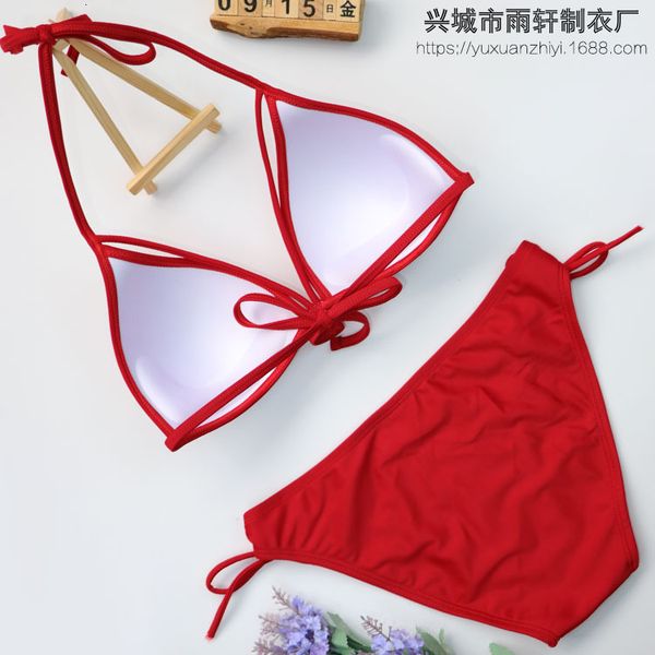 

lanyard swimsuit triangle bikini split women's, White;black