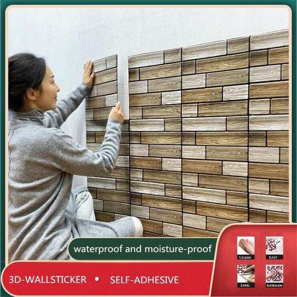 

nordic brick pattern background wallpaper self adhesive waterproof contact paper simple thick kitchen bathroom 3d wall stickers wallpapers