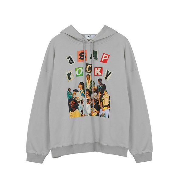 

men's street hip hop brand loose long sleeve fashion hoodie, Black