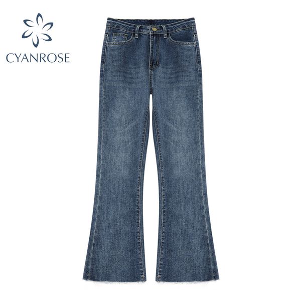 

flare denim pants and jean trousers korean vintage y2k elegant blue korean leisure loose streetwear high waist fashion tide pant 210417