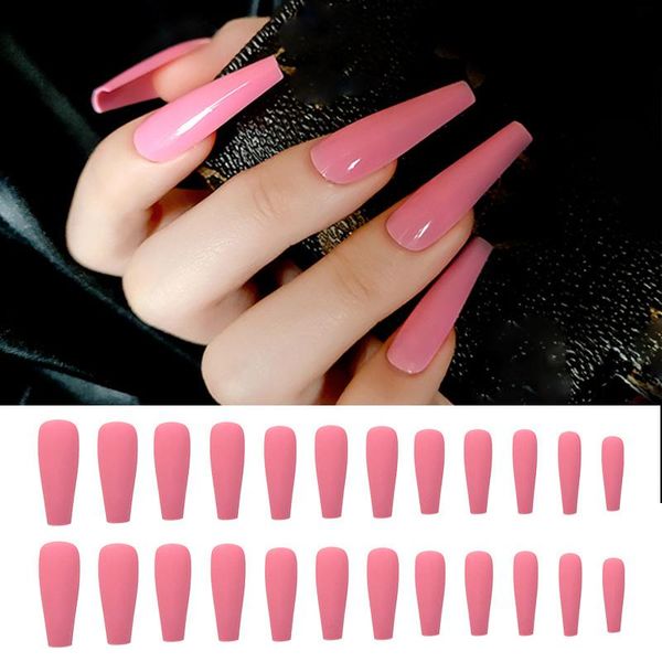 

long coffin ballerina shape fake nails press on nail artificial finger manicure for women sk88 false, Red;gold
