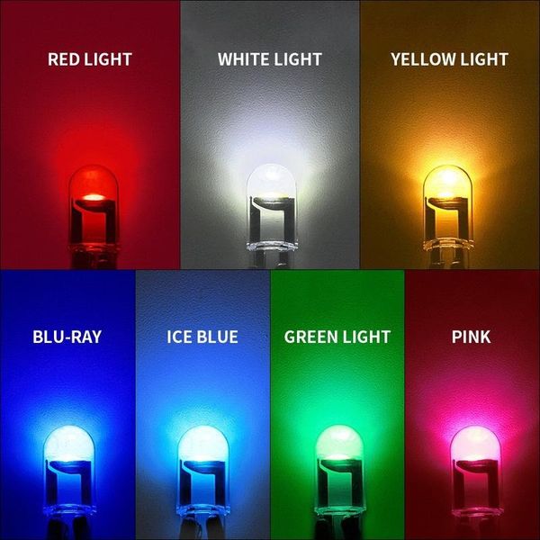 

10pcs w5w 194 t10 glass housing cob led car bulb 3000k 6000k white green blue red wedge license plate lamp dome light emergency lights