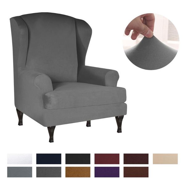 

chair covers elastic wingback armchair slipcover wing solid stretch spandex funiture protector sofa cover