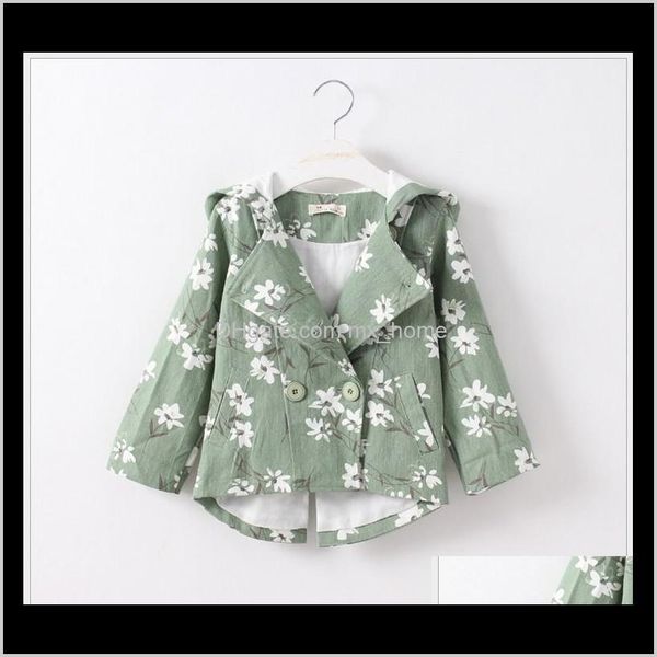 

autumn winter fashion girl floral printing coats baby girls double breasted hooded jackets children princess windbreaker rc0ev coat ygdcc, Blue;gray