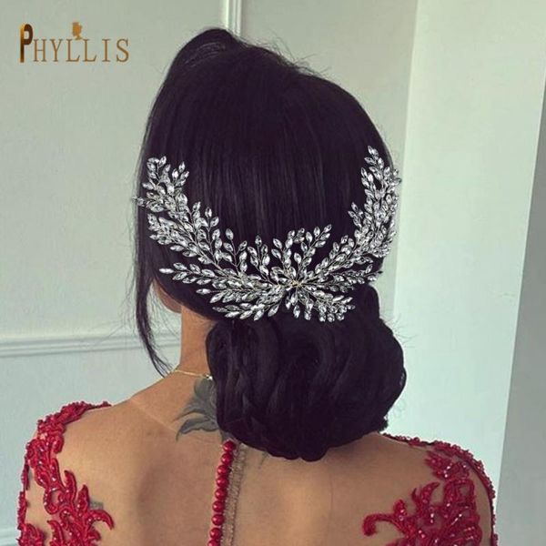 

hair clips & barrettes a346 bridal headband rhinestone leaves headwear wedding tiaras and crowns for bride jewelry headpiece, Golden;silver
