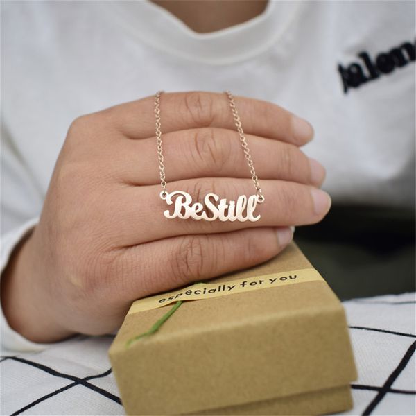 

european and american stainless steel pendant necklace with english letters, Silver