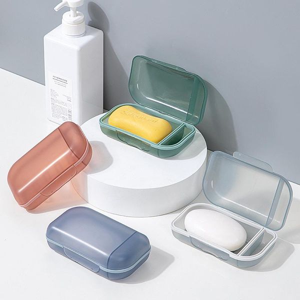 

soap dishes sealed multifunction translucent storage box with lid portable for pp/tpr travel bathroom supplies