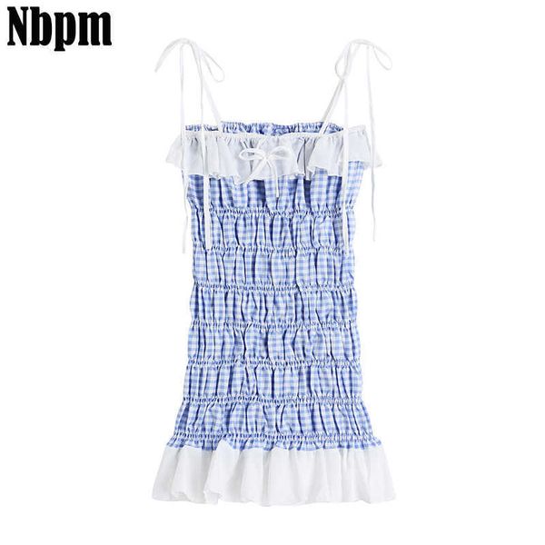 

e-girl spaghetti strap bows ruffles plaid dresses vintage backless a-line mini dress partywear female sundress chic sweet 210529, Black;gray