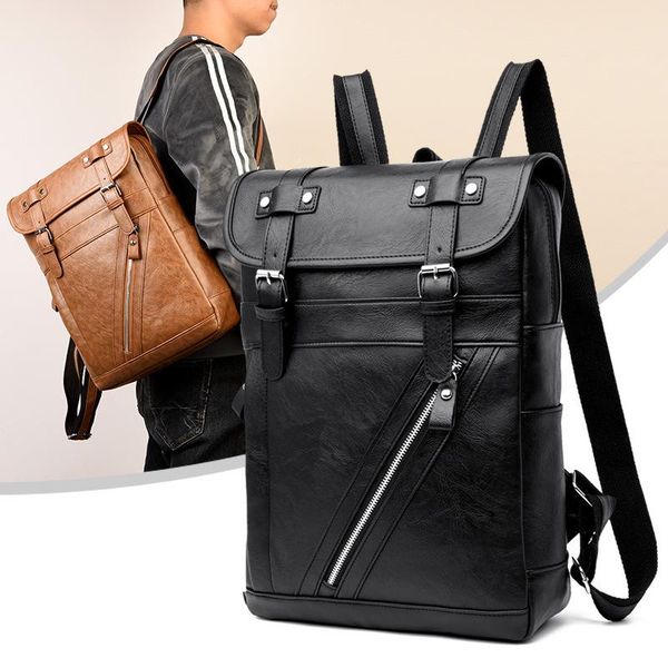 

backpack high-quality business pu leather men casual wear-resistant bagpack fashion travel bags large capacity men's bag