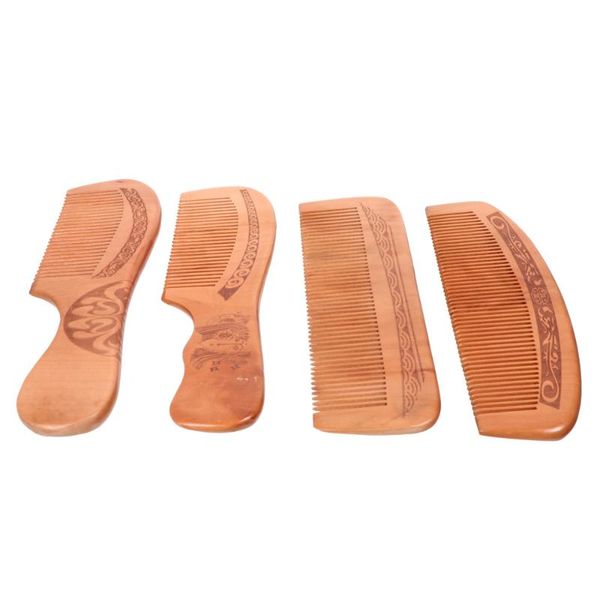 

hair brushes 4pcs portable scalp comb wooden styling tool for home, Silver