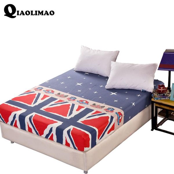 

sheets & sets 100% cotton sheet bed queen drap de lit printed king for adults with elastic twill stripe plaid fitted 1pc