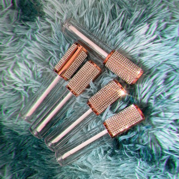 

storage bottles & jars 6ml portable round lip gloss tubes rose gold diamond clear plastic empty cosmetic packaging containers