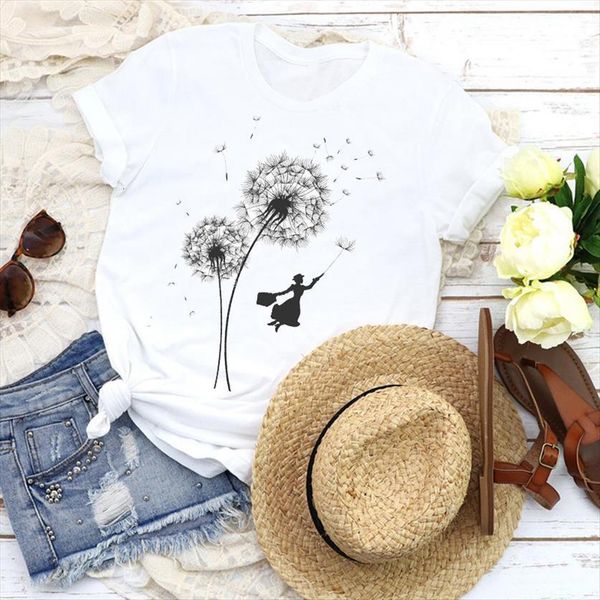 

graphic cartoon camisas mujer women t shirt fashion girl cute 90s tees print clothing female womens, White