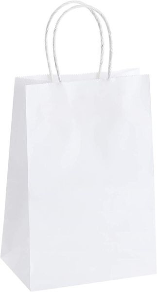 Commercio all'ingrosso Abbigliamento Guardaroba Sacchetti regalo sfusi in carta kraft bianca con manici per baby shower, feste di compleanno, ristoranti da asporto e proprietari di negozi