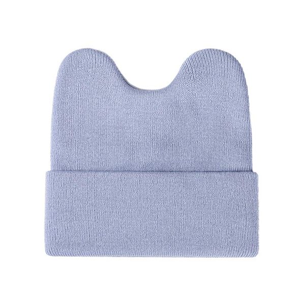

beanie/skull caps ears beanies woolen hat female funny casual skullies solid warm outdoor knitted for women girls chapeau femme, Blue;gray