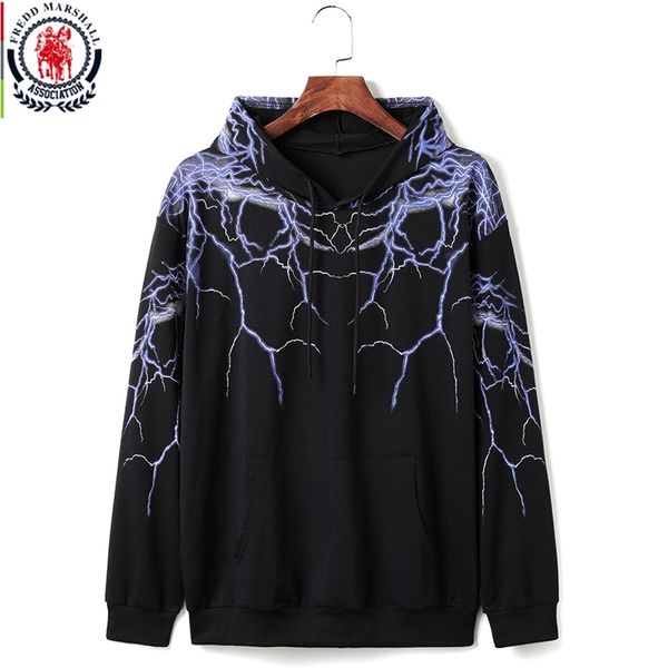 

fredd marshall fashion dark lightning print hoodies streetwear men hip hop harajuku casual hooded sweatshirts 1230 210813, Black