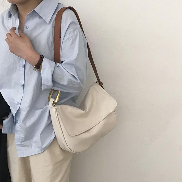 

simple large-capacity bag women's 2021 spring fashion ins one-shoulder underarm soft leather satchel shoulder bags