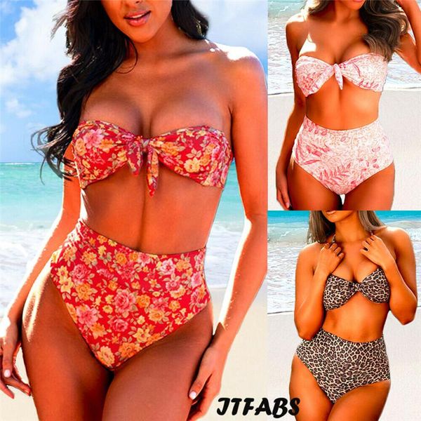 

women's swimwear 2021 summer women vintage print push-up padded bikini set ruffle swimmingwear swimsuit brazilian bathing suit, White;black