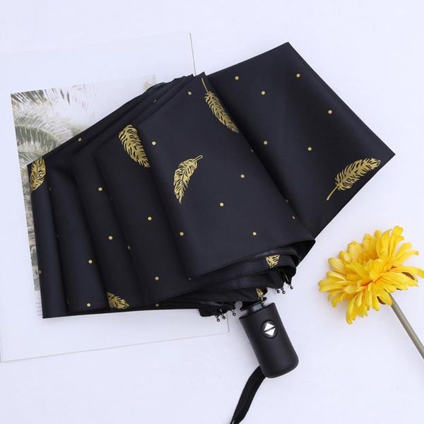 

umbrellas automatic three-folding sunny and rainy umbrella bronzing pictures for children men women anti-uv parasol