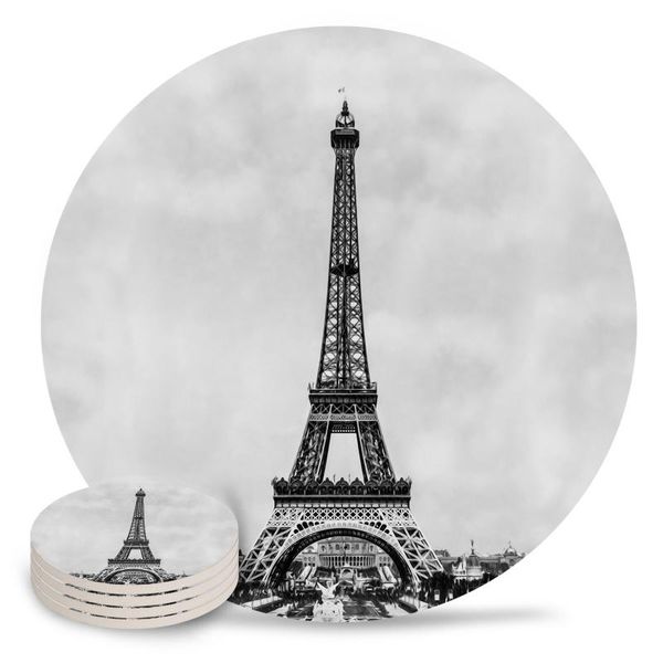 

mats & pads eiffel tower paris franc coasters waterproof tea cup mat christmas home decor coffee table ceramic
