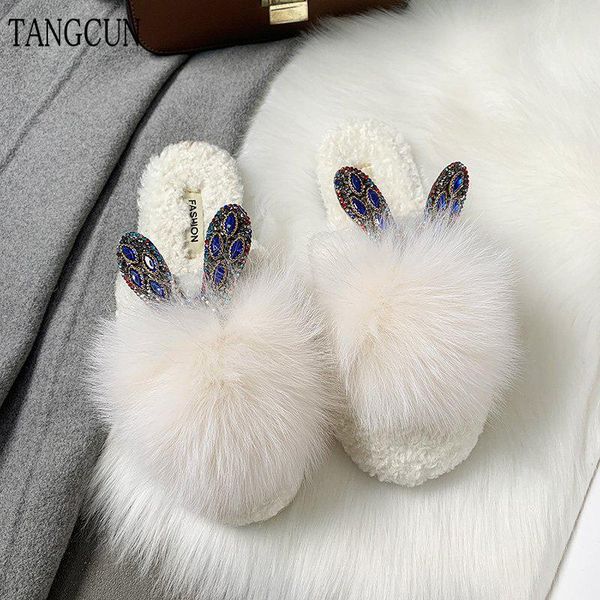 

autumn winter slippers women furry slipper girl cute luxury indoor slides flats flip flops utdoor plush shoes, Black