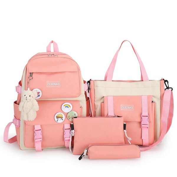 

all-match waterproof oxford backpacks students lightweight schoolbags 4 pieces/set school bag for teenagers girls bags