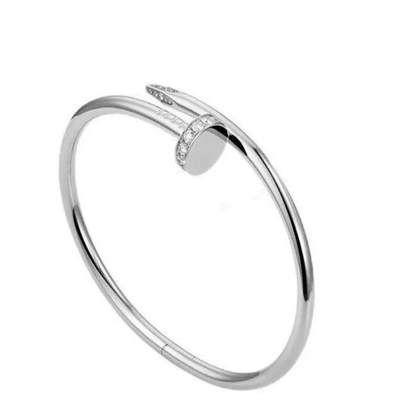 

classic nail bracelet women bracelets designer bangle luxury jewelry women titanium steel alloy gold-plated craft gold silver rose never fad, White