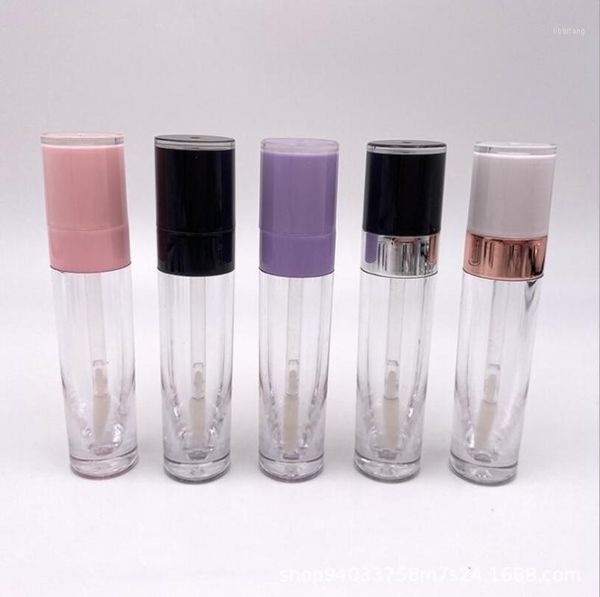 

storage bottles & jars wholesale 10/20/30/50pcs 6.4ml empty lip gloss tube plastic lipgloss bottle container white black cap cylinder small