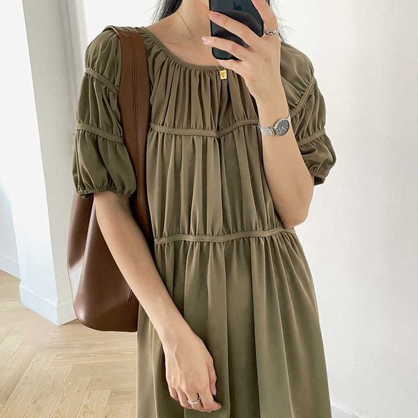 

chen zhi /2021 xia dign sense wrinkle round collar age reduced doll skirt can be salt sweet long drs 2286, Black;gray