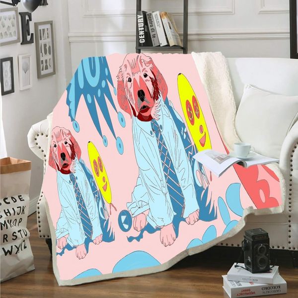 Personagem de banda desenhos animado animal impressão 3d impresso sherpa cobertor sofá capa de colcha de viagem de veludo lançamento de pelúcia colchas