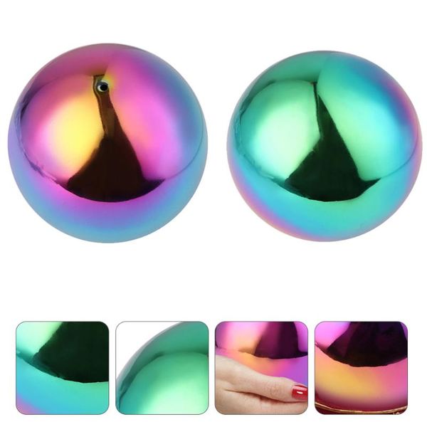 

novelty items 2pcs stainless steel rainbow gazing globe mirror colorful metal balls