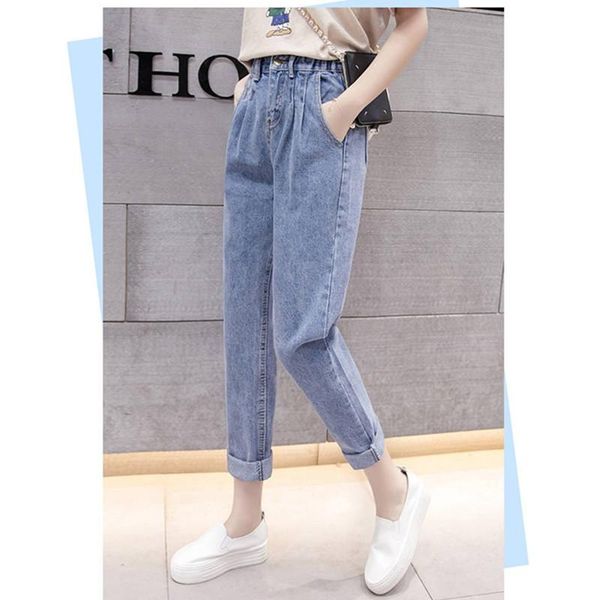 

women's jeans jujuland boyfriend woman loose cozy blue mom pants women casual high street jean femme 183