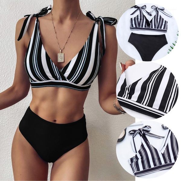 

women swimwear summer swimsuit bathing suit bandeau bandage bikinis set push-up bikini brazilian high waist swim beachwear women's, White;black